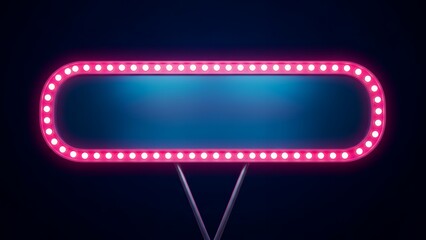 Bright sign with round shape and lights for announcements at night