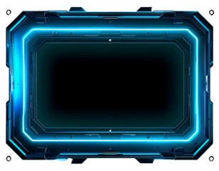 Futuristic rectangular neon frame, with inner darkened void