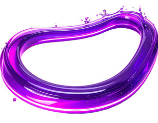 Abstract 3D purple loop with glossy finish and fluid droplets