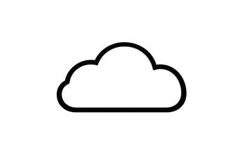 Fototapeta premium Simple cloud outline icon, weather forecast on transparent background.