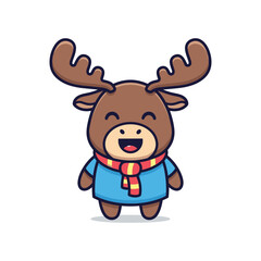Naklejka premium Cartoon Moose Character Illustration