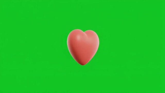 Red Heart on Green Background Animation.