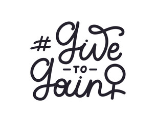 Fototapeta premium Give to Gain handwritten phrase. International Women's Day 2026. IWD banner poster card. Vector illustration.