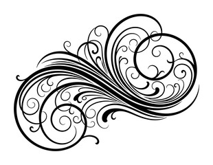 Black Filigree Swirl - Minimalist Vector Design