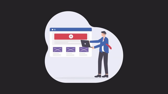 Web Wireframe 2D Animation Alpha Channel    