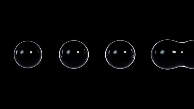 Transparent Clear Glass Metaballs Fusion Loop - Liquid Drops 3D Animation