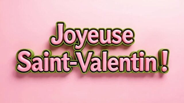 joyeuse saint-valentin french happy valentines day animated text with pink tulips on a soft pink background romantic holiday greeting