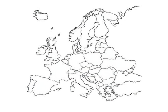 Europe political map with white countries and transparent background .
