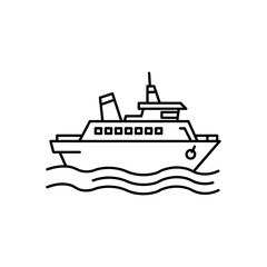 Obraz premium Ferry Ship Icon Set – Passenger Transport, Maritime Travel and Waterway Symbols