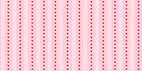 Fototapeta premium Small hearts hand drawn vintage pattern. Cute small hearts and wavy stripes girly print