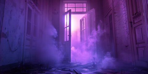 Ethereal Door with Purple and Violet Mist