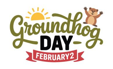 Obraz premium groundhog day february 2 celebration, vector illustation
