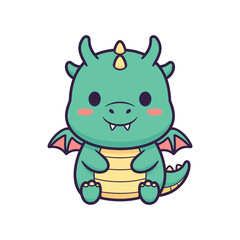 Obraz premium Adorable Cartoon Dragon Illustration