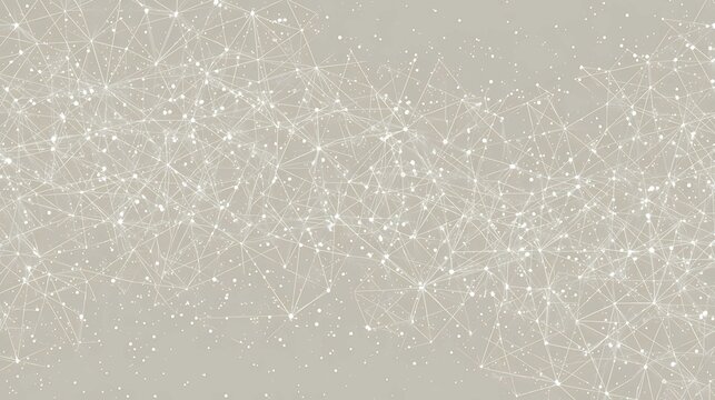 Abstract network of connected nodes and lines on neutral beige background
