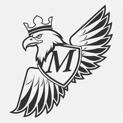 Obraz premium Winged Letter M Crown Logo