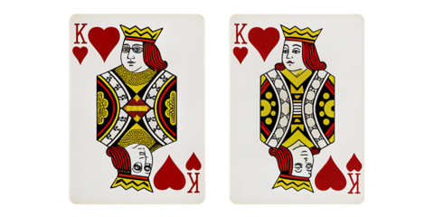 King of Hearts playing cards on white background isolated on a transparent background hearts suit gold