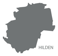 Hilden city map grey illustration silhouette