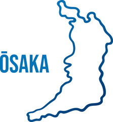 Osaka prefecture abstract smooth map. Isolated vector filled with blue gradient