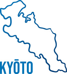 Simplified outline map of Kyoto prefecture in Kansai region, Japan 