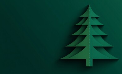 Stylized Paper Christmas Tree on Dark Green Background