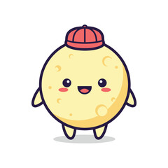 Obraz premium Adorable Cartoon Moon Character with Red Cap