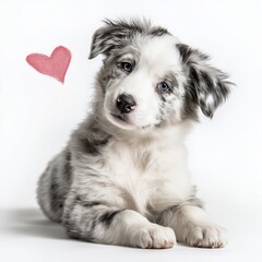 Cute Australian Shepherd Puppy with Heart