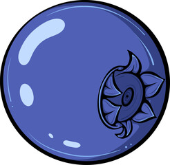 Blueberry berry close up view. Summer berries for healthy lifestyle. Organic food. Simple vector color illustration with outline in hand drawn style isolated on white