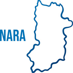 Hand drawn simplified smooth map of Nara, Japanese prefecture in Kansai region 