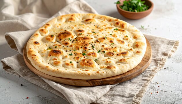 Authentic Arabic Bread Served on Cloth in Minimal Food Scene
