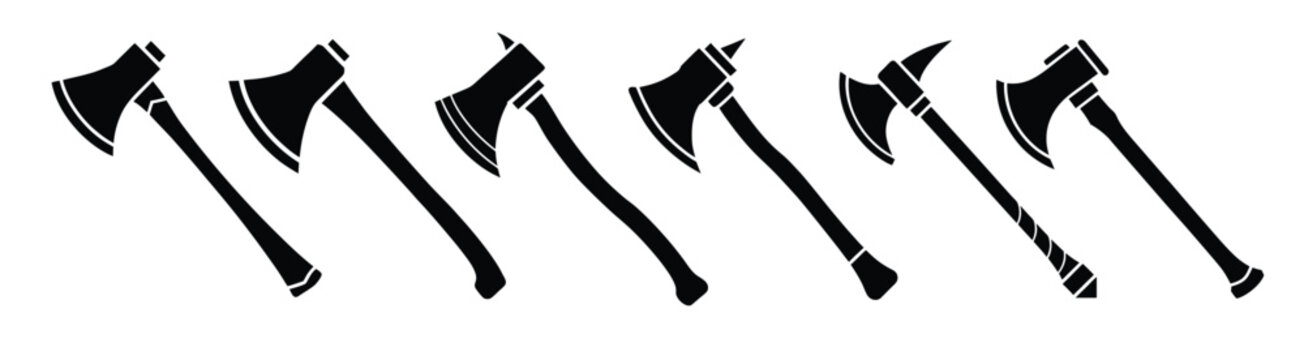 Six Black Axe Silhouettes Various Designs axes