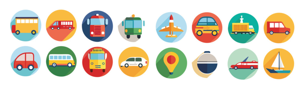  transportation icon set collection illustration