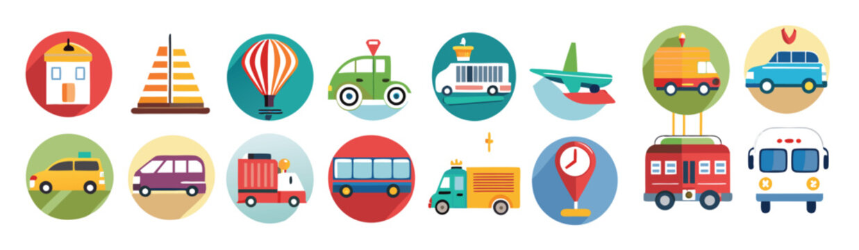 transportation icon set collection illustration