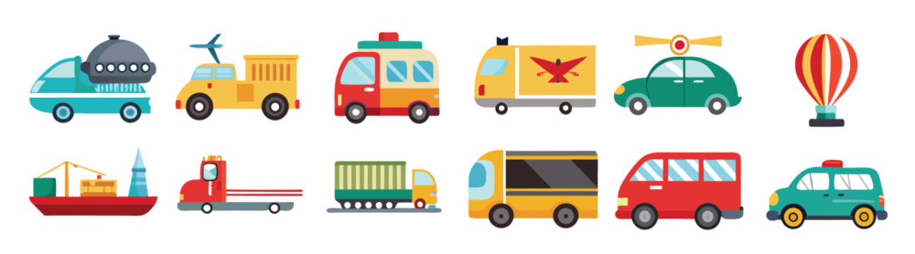 transportation icon set collection illustration