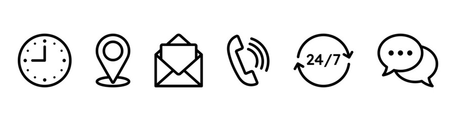 Communication icon set for contact us web graphic symbols