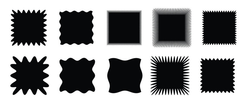 wavy edge squared shape collection jagged zig zag square 