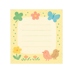 PNG Whimsical spring-themed note.
