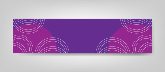 Abstract Purple Geometric Horizontal Banner Background with Modern Circular Line Pattern