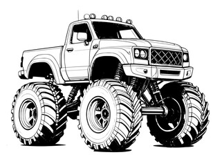 Technical Monster Truck Outline Vector