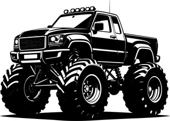 Aggressive Monster Truck Graphic Silhouette Vector