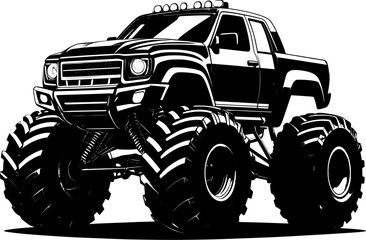 Aggressive Monster Truck Graphic Silhouette Vector