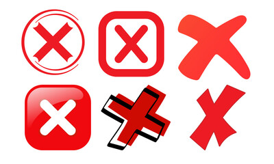 Fototapeta premium Set of red cross icons isolated on transparent background