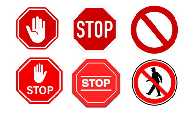 Set of traffic signs isolated on transparent background