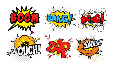 Comic sound effects isolated on transparent background