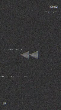 Vintage VHS tape rewind visual featuring vertical composition, analog TV static, distorted signal, and timecode overlay high quality 4K resolution