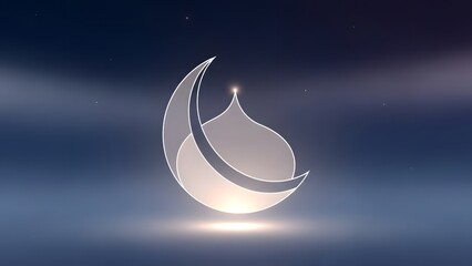 Glowing Crescent Moon and Mosque Dome for Islamic Celebrations