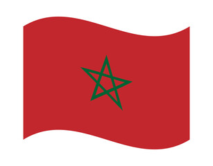 Morocco national flag waving banner displaying deep red field and green pentagram star symbol of african kingdom identity