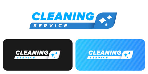 Fototapeta premium Modern cleaning company logo set customizable logotype designs with shine and sparkle effects