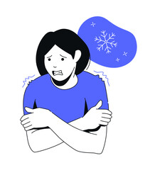 Cold Female - colorful flat design illustration