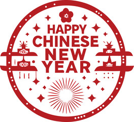 Fototapeta premium Happy chinese new year greeting card with red lanterns and fireworks on white background for celebration