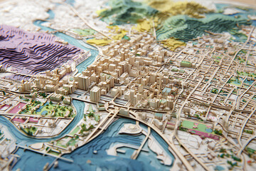 緑と水辺が調和する美しい街並み 明るく楽しい暮らしの都市風景（3D）